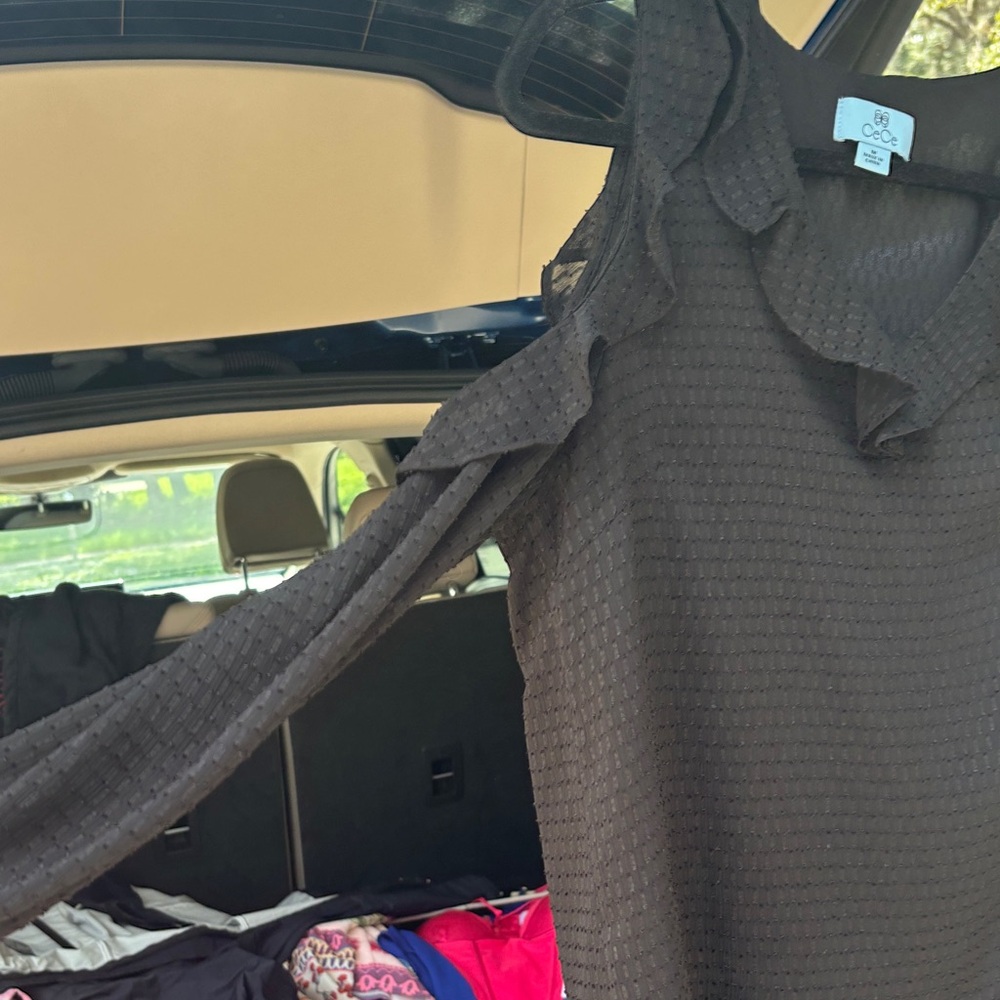 CeCe Black Ruffle Blouse - Picture 4 of 6